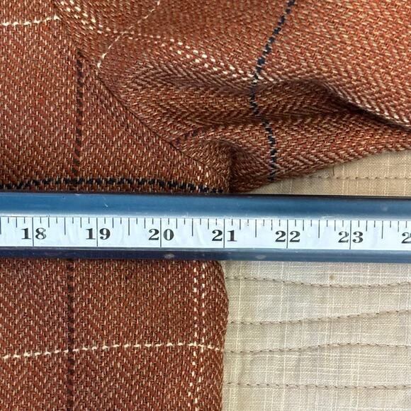Christopher & Banks Bomber Jacket Rust Windowpane Plaid Tweed Jacket Women’s P/L - Picture 7 of 11
